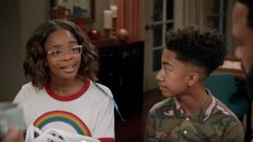 Aviator Nation White Rainbow tee worn by  Diane Johnson in black-ish Season 06 Episode 05