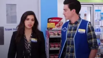 Ba&sh Otel­lo Self-Tie Print­ed Top worn by Amy (America Ferrera) in Superstore Season 5 Episode 5