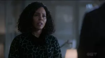 Emporio Armani Black Geoaetric Peplum Jacket worn by Tegan Price (Amirah Vann) in How to Get Away with Murder Season 6 Episode 5