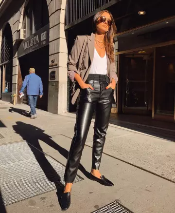 The leather pants Danielle Bernstein on her account Instagram @weworewhat