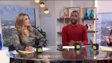 Rebecca Taylor vestido combinado de salvia ligera usado por Carissa Culiner en E! Noticias octubre 21, 2019