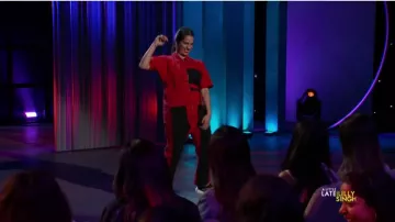 Rachel comey colorblock recadrée jeans portés par Lilly Singh sur Un Peu de Retard avec Lilly Singh 22 octobre 2019