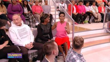 Lela Rose Wave Sleeve­less Flounce-Hem Dress worn by Tamron Hall on The Tamron Hall Show October 28, 2019