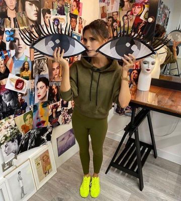 Reebok Vb Bolton Sock Low Shoes worn by Victoria Beckham Filming for Victoria Beckham Beauty October 11, 2019