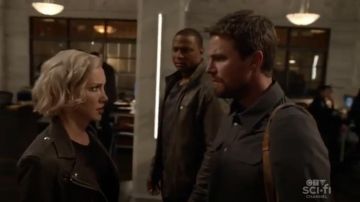 Iro Ashville Jack­et worn by Laurel Lance (Katie Cassidy) in Arrow Season 08 Episode 02