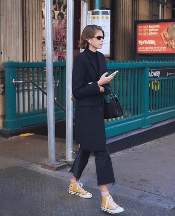 Converse Chuck Taylor All Star Seasonal Color High Top worn by Kaia Jordan Gerber Out in NYC October 26, 2019