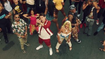 Sandro Bowling Maroon and White Zip-Up Jacket worn by G-Eazy in his London On Da Track - Throw Fits music video feat. City Girls, Juvenile