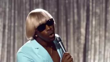 Square Black Sunglasses worn by Tyler, The Creator in his EARFQUAKE music video