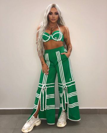 Adidas X Ji Won Choi Pantalones Verdes Flared Track usados por Jesy Nelson en la cuenta de Instagram @jesynelson