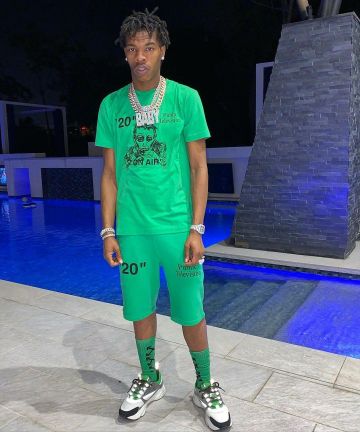 The Shorts Sport Logo Contrasting Off-White green Lil Baby on the account Instagram of @lilbaby_1