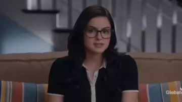 Rag and Bone Black Libby Contrast Collar Polo Shirt worn by Alex Dunphy (Ariel Winter) in Modern Family Season 11 Episode 7