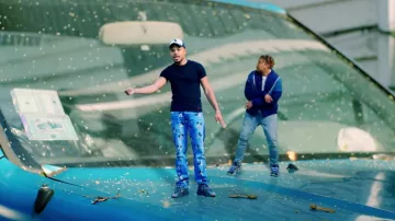 Levi's® X Disney Mickey Mouse Light Blue 501® Original Fit Men's Jeans of Chance The Rapper in the YouTube video YBN Cordae - Bad Idea (feat. Chance The Rapper) [Official Video]