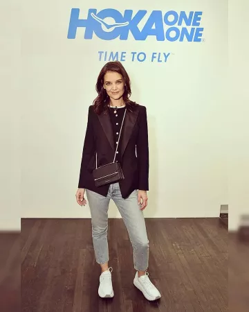 Strathberry East West Bag worn by Katie Holmes Hoka One One Women Who Fly November 1, 2019