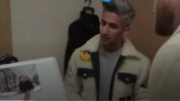 Les rois de l'indigo Denim Sherpa Veste portée par Tan France dans Queer Eye: Nous sommes au Japon! Saison 1 Épisode 2