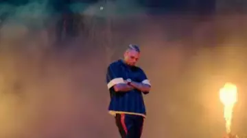 Kappa Kontroll Track Pants worn by Chris Brown in Haute music video by Tyga feat. J Balvin, Chris Brown