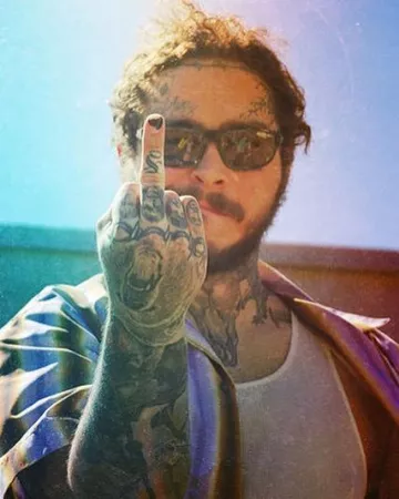 Marni Brown and Pur­ple Striped Shirt of Post Malone on the Instagram account @postmalone