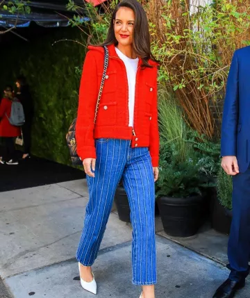 Chanel Lambskin Ruthenium Finish Metal Flap Bag in Black worn by Katie Holmes Tribeca Chanel Women’s Filmmaker Luncheon November 4, 2019
