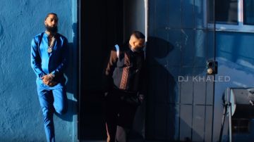 FENDI Black "Fendi Mania" Ponte Wide-Leg Trousers of DJ Khaled in the music video DJ Khaled - Higher ft. Nipsey Hussle, John Legend 