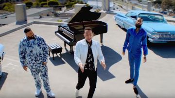 Saint laurent Black Sail­boat Print Silk Shirt of John Legend in the music video DJ Khaled - Higher ft. Nipsey Hussle, John Legend