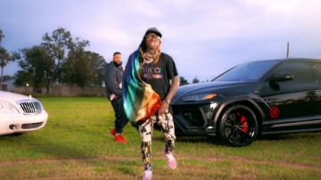 Gucci GG Jacquard Shawl worn by Lil Wayne in the YouTube video DJ Khaled - Jealous ft. Chris Brown, Lil Wayne, Big Sean (Lyrics)