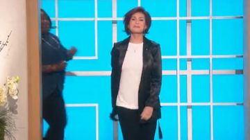 Bcbgmaxazria Black Satin Tie-Waist Blaz­er worn by Sharon Osbourne on The Talk November 5, 2019