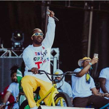Adidas Yellow originals track pants of A$AP Ferg on the Instagram account @asapferg
