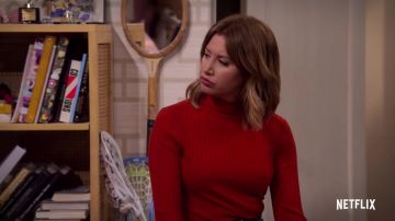 Red Turtleneck Knit Sweater worn by Kayla (Ashley Tisdale) in Merry Happy Whatever (S01)