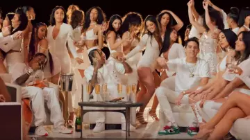 Dior White 'Visitor Patch' T-Shirt of G-Eazy in the music video Tyga - Girls Have Fun (Official Video) ft. Rich The Kid, G-Eazy