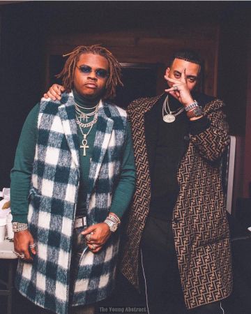 Fendi Marron midi à capuchon manteau de french Montana sur l'Instagram account @frenchmontana