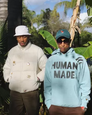 Human made Light Blue Piz­za Popover Hoody of Pharrell Williams on the Instagram account @pharrell