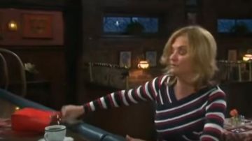 Karen millen Criss­cross Striped Dress worn by Eve Donovan (Kassie DePaiva) as seen on Days of Our Lives November 6, 2019