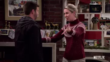 Red Christmas Sweater worn by Patsy (Siobhan Murphy) in Merry Happy Whatever (S01)