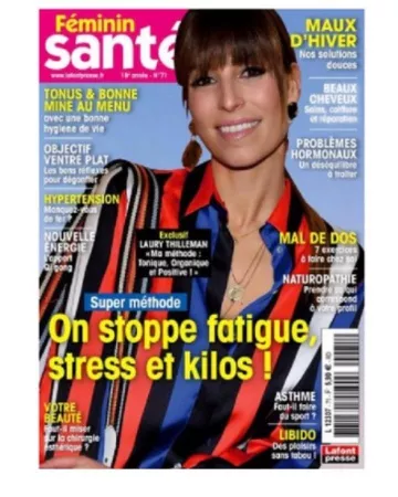 La chemise à rayures de Laury Thilleman en couverture du magazine Féminin santé