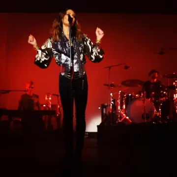 Maison valentino As­tro Cou­ture Suede Boots worn by Vanessa Paradis Les Sources Tour Concert in St Lo November 5, 2019