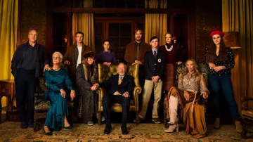 Blue Suit White Square Stripes worn by Harlan Thrombey (Christopher Plummer) in Knives Out