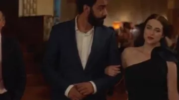 Jovani Ruf­fled Dress worn by Lena Luthor (Katie McGrath) in Supergirl Season 05 Episode 06