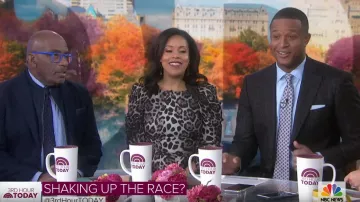 Eliza J Leop­ard Print Long Sleeve Mi­di Dress worn by Sheinelle Jones on Today November 8, 2019