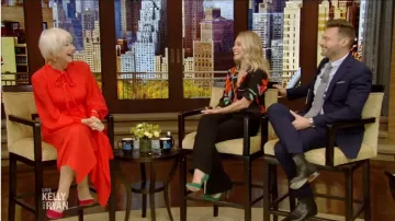 Roland Mouret Red Tie-Neck Long-Sleeve Dress worn by Helen Mirren on LIVE with Kelly and Ryan November 11, 2019