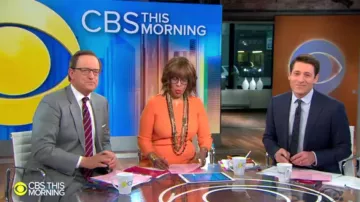 Karen Millen Tricot Collerette Ourlet Midi Robe portée par Gayle King sur CBS, Ce Matin, 8 novembre 2019
