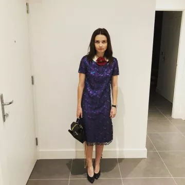 Laminated GG macramé dress worn by Jessica Barden on the Instagram account @jessybarden