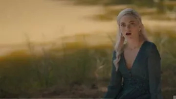 Asos Design Blue Embroidered Waist Midi Dress worn by Lizzie Saltzman (Jenny Boyd) in Legacies Season 02 Episode 04