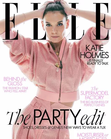 The leather jacket pink Katie Holmes on the cover of Elle magazine
