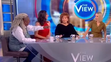Ramy brook Bella Halter Midi Vestido usado por Abby Huntsman en The View noviembre 12, 2019