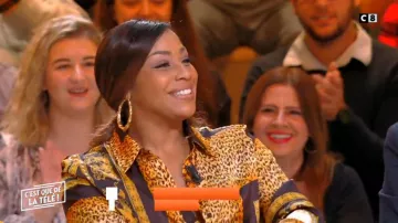 The black Shirt oversized leopard of Ludivine Rétory in It is that of the tv !