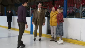 Yellow Winter Parka Anorak Puff Jacket worn by Petra (Emma Thompson) in Last Christmas