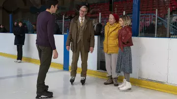 Yellow Winter Parka Anorak Puff Jacket worn by Petra (Emma Thompson) in Last Christmas