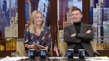 Farm Rio Navy Print­ed Dress worn by Kelly Ripa on LIVE with Kelly and Ryan November 13, 2019