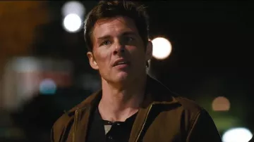 Auburn Zip-Front Golf Jacket worn by Tom Wachowski (James Marsden) in Sonic the Hedgehog