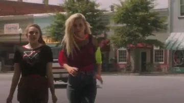 Asos Design Blue Petite Recycled Farleigh high waisted slim mom jeans worn by Lizzie Saltzman (Jenny Boyd) in Legacies Season 2 Episode 5