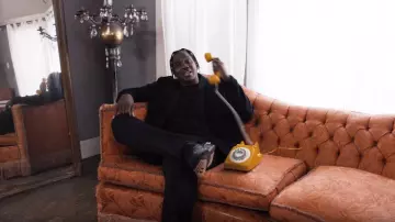 Bottega Veneta Noir Speedster lacets baskets de Pusha T dans la vidéo de musique YBN Cordae - Cauchemars Sont de vraies (feat. Pusha T) [Vidéo Officielle]